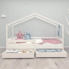 Lit cabane évolutif 90 x 200 cm - ROBA - Collection Cabane - Bois mas