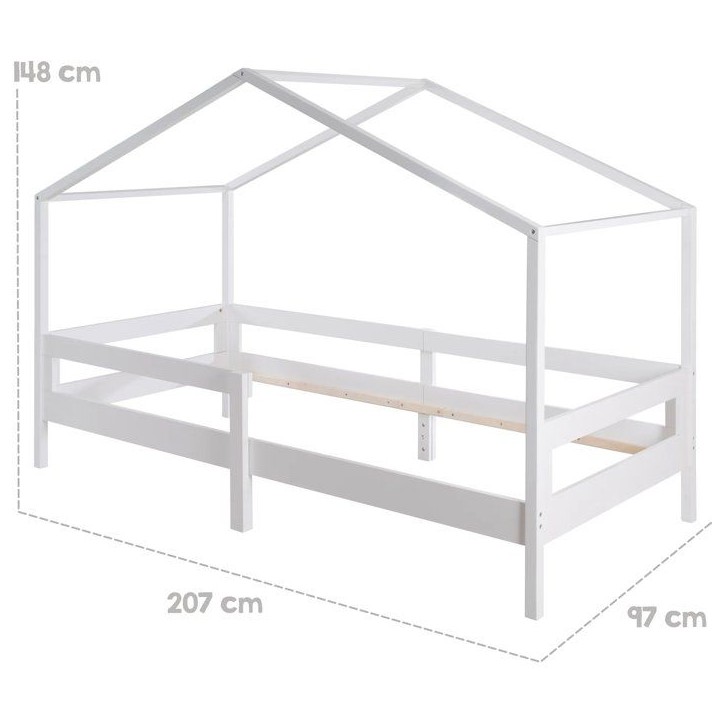 Lit cabane évolutif 90 x 200 cm - ROBA - Collection Cabane - Bois massif laqué blanc Lit cabane évolutif 90 x 200 cm - ROBA - Collection Cabane - Bois massif laqué blanc