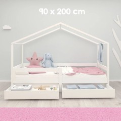 Lit cabane évolutif 90 x 200 cm - ROBA - Collection Cabane - Bois mas