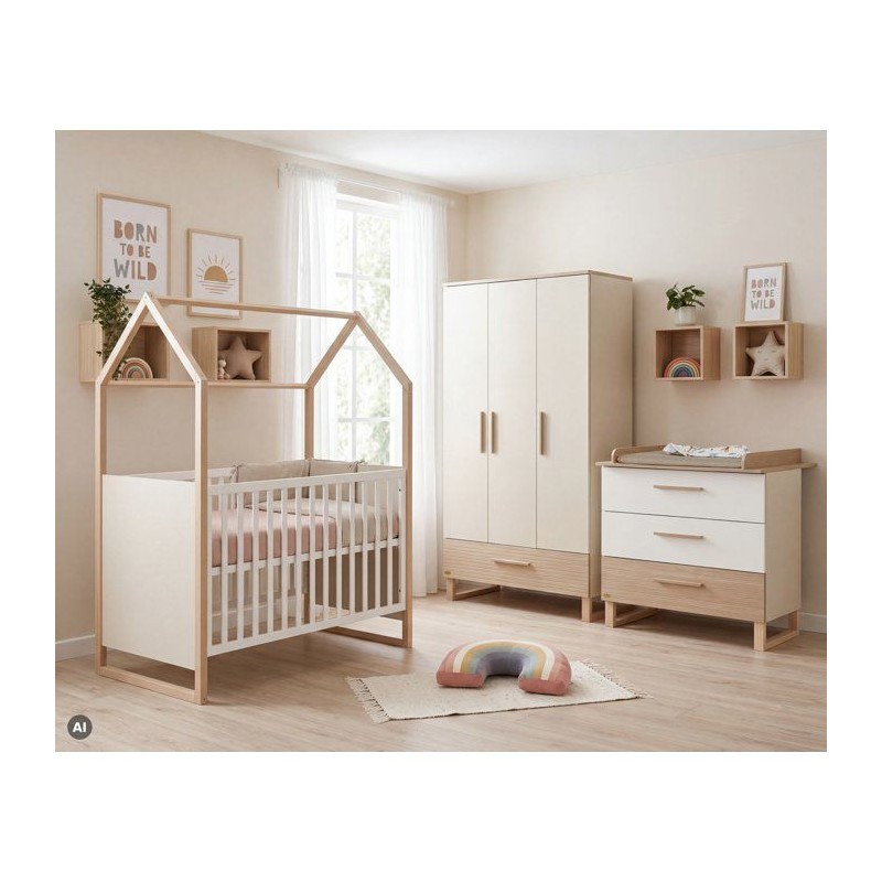 Chambre bébé complete - ROBA - Noah - Lit cododo 60x120 + Commode a