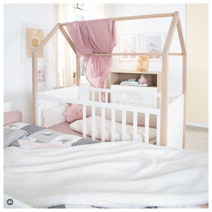 Chambre bébé complete - ROBA - Noah - Lit cododo 60x120 + Commode a langer + Armoire 3 portes - Blanc/Chene Chambre bébé complete - ROBA - Noah - Lit cododo 60x120 + Commode a langer + Armoire 3 portes - Blanc/Chene