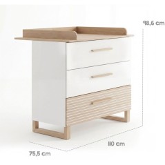 Chambre bébé complete - ROBA - Noah - Lit cododo 60x120 + Commode a