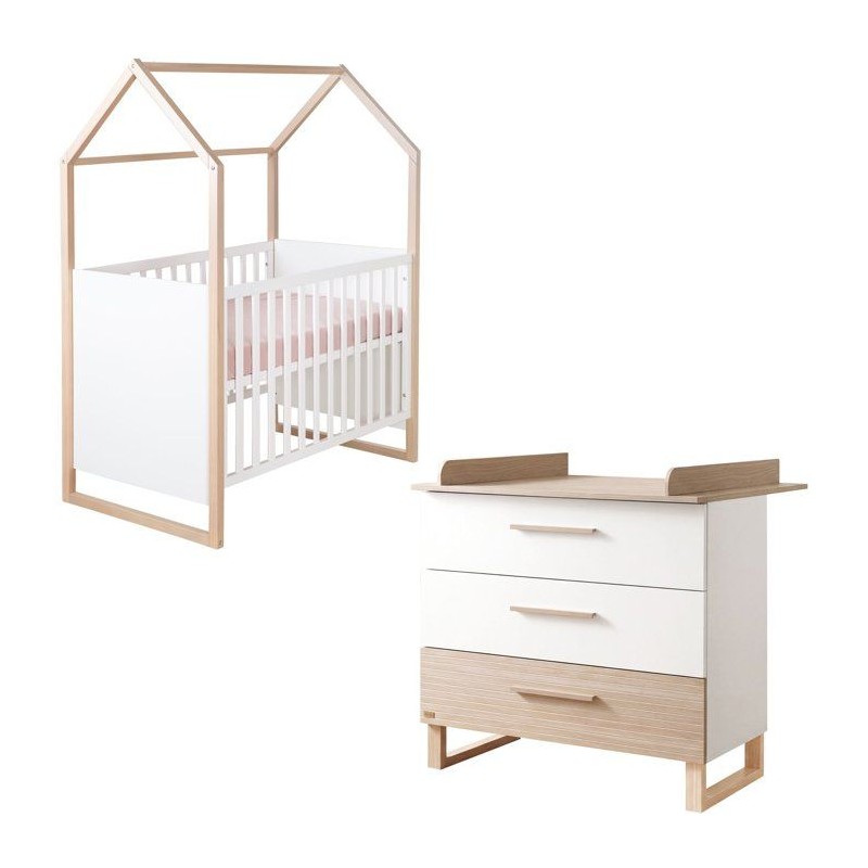 Chambre bébé duo - ROBA - Noah - Lit cododo 60x120 + Commode a lange