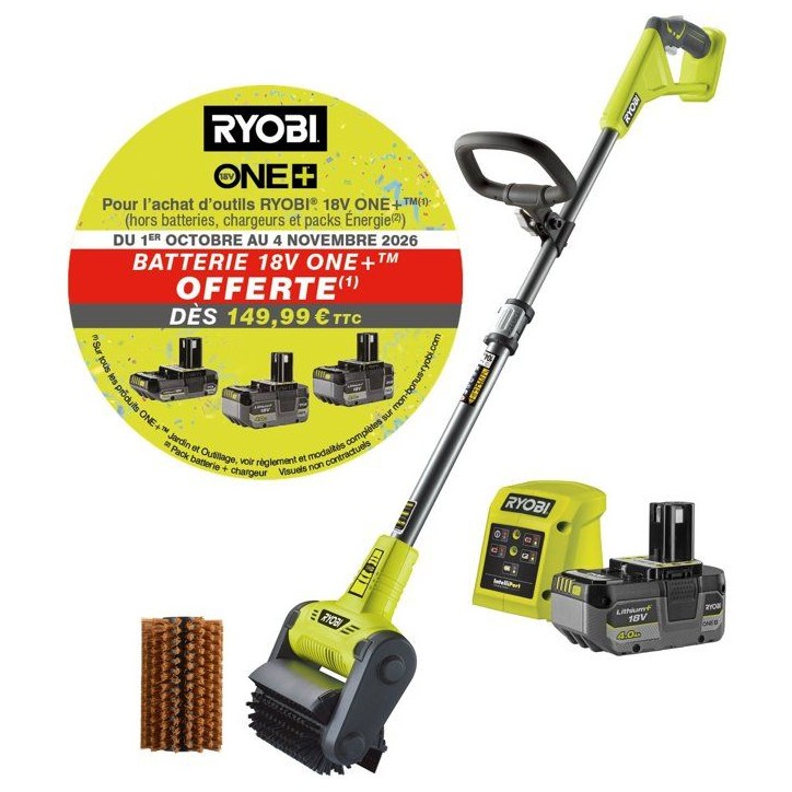 Nettoyeur de sols - RYOBI - RY18PCB-140 - 18V - Batterie 4,0Ah - Chargeur inclus Nettoyeur de sols - RYOBI - RY18PCB-140 - 18V - Batterie 4,0Ah - Chargeur inclus