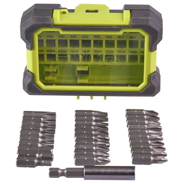 Coffret accessoires de vissage antichocs - RYOBI - RAK31MSD - 31 pieces - Porte-embout rapide 1/4 Coffret accessoires de vissage antichocs - RYOBI - RAK31MSD - 31 pieces - Porte-embout rapide 1/4