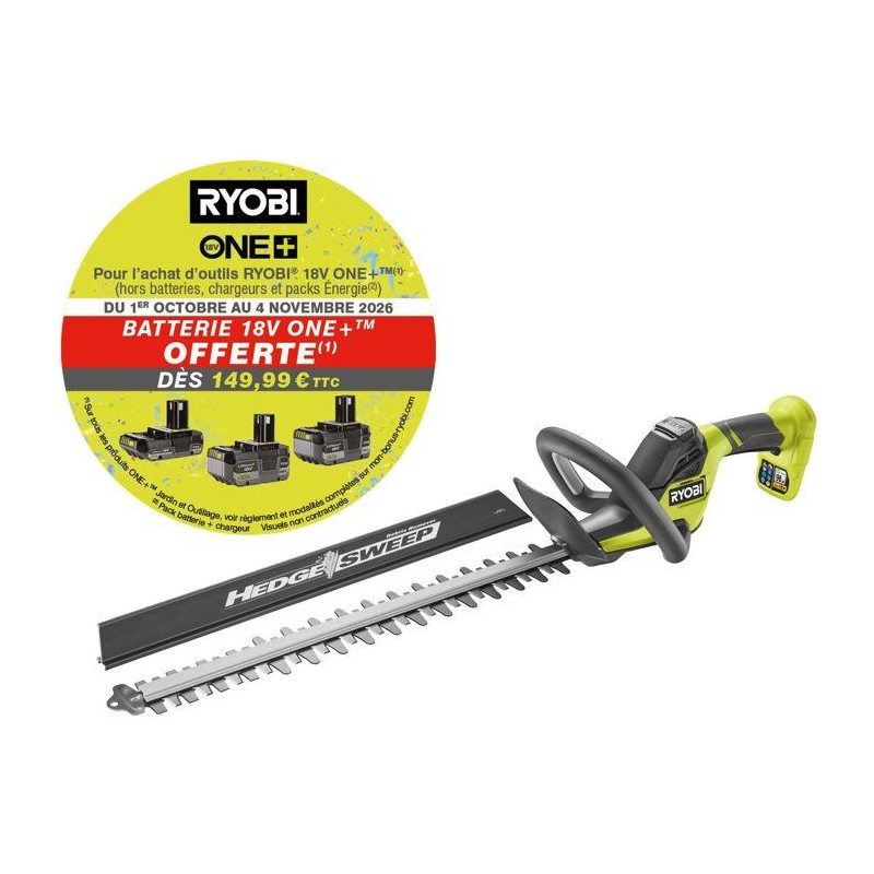 Taille-haies Linea - Électrique - RYOBI - RY18HT45A-0 - 18V - Lame 45