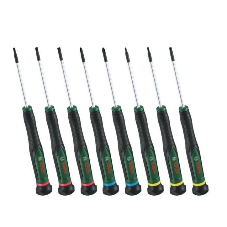 Bosch Set de tournevis 8 pcs ( pour bricolage/modélisme/artisanat embouts précis et magnétiques PH/TX/HEX/Plat) Bosch Set de tournevis 8 pcs ( pour bricolage/modélisme/artisanat embouts précis et magnétiques PH/TX/HEX/Plat)