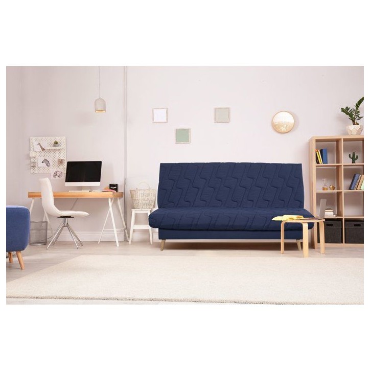 Banquette-lit clic-clac 2 places VOLTA - Tissu marine - Couchage 120 x 190 cm - Matelas Dunlopillo 13 cm Banquette-lit clic-clac 2 places VOLTA - Tissu marine - Couchage 120 x 190 cm - Matelas Dunlopillo 13 cm