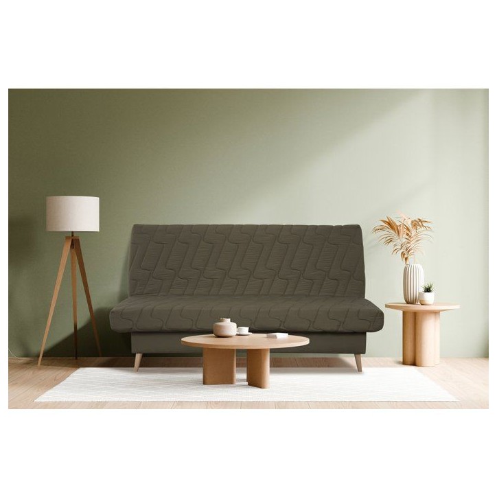 Banquette-lit clic-clac 2 places VOLTA - Tissu kaki - Couchage 120 x 190 cm - Matelas Dunlopillo 13 cm Banquette-lit clic-clac 2 places VOLTA - Tissu kaki - Couchage 120 x 190 cm - Matelas Dunlopillo 13 cm