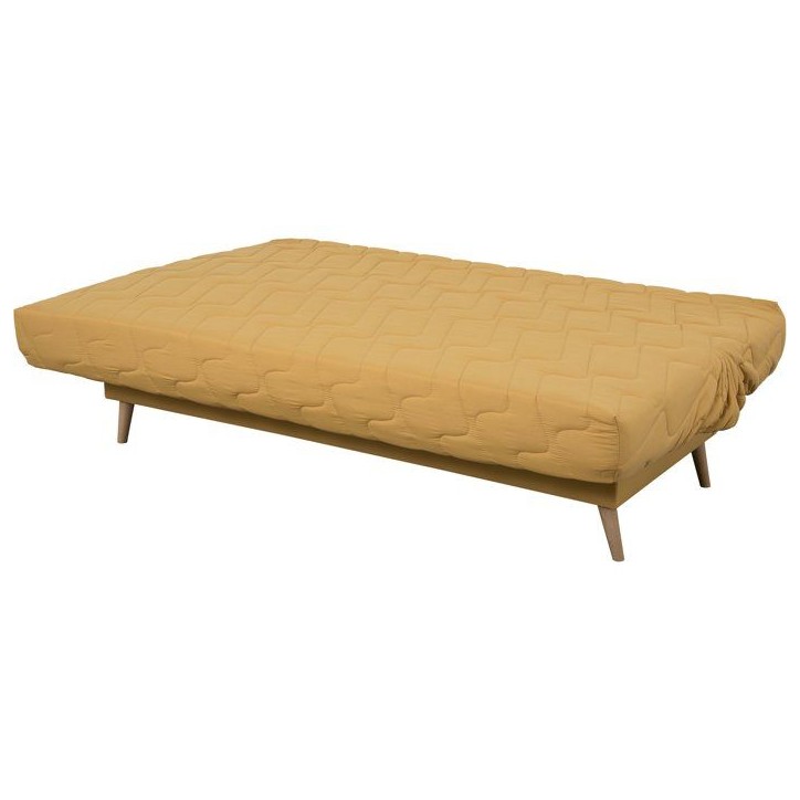 Banquette-lit clic-clac 2 places VOLTA - Tissu moutarde - Couchage 120 x 190 cm - Matelas Dunlopillo 13 cm Banquette-lit clic-clac 2 places VOLTA - Tissu moutarde - Couchage 120 x 190 cm - Matelas Dunlopillo 13 cm