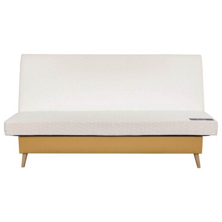 Banquette-lit clic-clac 2 places VOLTA - Tissu moutarde - Couchage 120 x 190 cm - Matelas Dunlopillo 13 cm Banquette-lit clic-clac 2 places VOLTA - Tissu moutarde - Couchage 120 x 190 cm - Matelas Dunlopillo 13 cm