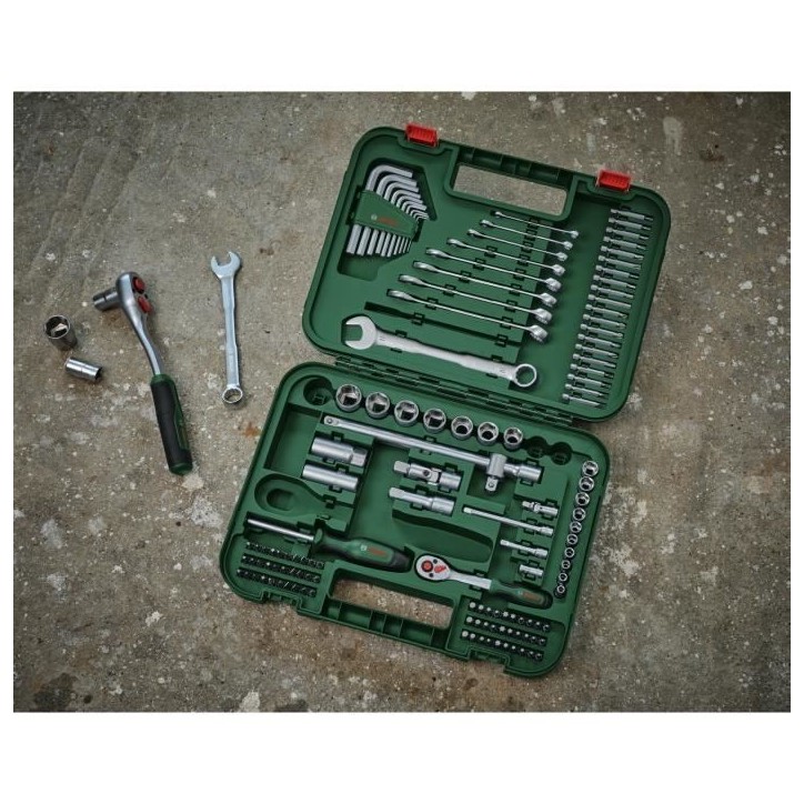 Bosch Set d'outils a main Advanced 132 pcs (pr tâches de fixation difficiles clés/clés mâles/cliquets/tournevis accessoires) Bosch Set d'outils a main Advanced 132 pcs (pr tâches de fixation difficiles clés/clés mâles/cliquets/tournevis accessoires)