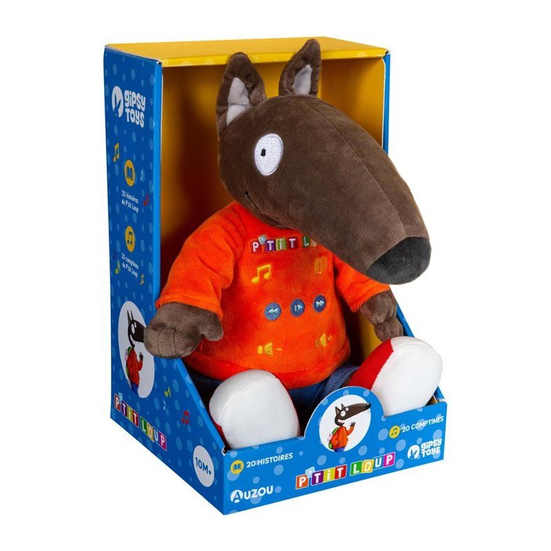 Peluche P'tit Loup GIPSY TOYS - interactive 26 cm - 20 histoires et 20
