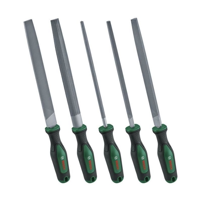 Bosch Set de 5 limes (limes ronde/demi-ronde/plate/triangulaire/carré Bosch Set de 5 limes (limes ronde/demi-ronde/plate/triangulaire/carré