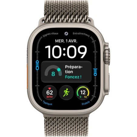 APPLE Watch Ultra 4 GPS + Cellular - 49mm - Boîtier Natural Titanium - Bracelet Natural Titanium Milanese Loop - S