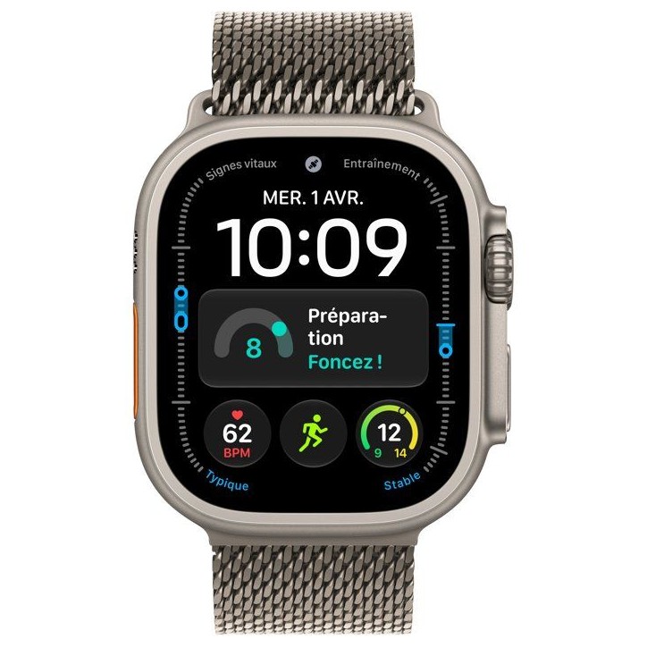 APPLE Watch Ultra 4 GPS + Cellular - 49mm - Boîtier Natural Titanium - Bracelet Natural Titanium Milanese Loop - L APPLE Watch Ultra 4 GPS + Cellular - 49mm - Boîtier Natural Titanium - Bracelet Natural Titanium Milanese Loop - L