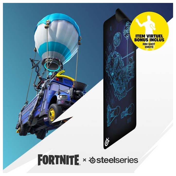 Tapis de souris gaming - STEELSERIES - QcK XXL - Fortnite Battle Bus