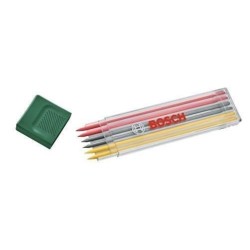 Bosch Set de 6 mines graphites multicolores (2 rouges, 2 jaunes, 2 gra