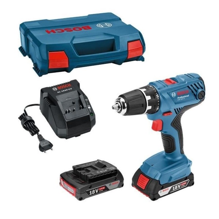 Perceuse a percussion Bosch Professional GSB 18V- 21 + 2 batteries 2,0Ah + Chargeur GAL 1820 - 06019H1109 Perceuse a percussion Bosch Professional GSB 18V- 21 + 2 batteries 2,0Ah + Chargeur GAL 1820 - 06019H1109
