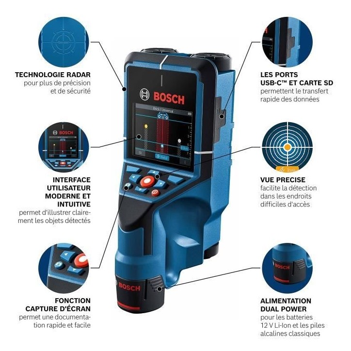 Détecteur mural Bosch Professional D-Tect 200 C + L-BOXX + dragonne Bosch Radar Technology (sans batterie ni chargeur) - 060108 Détecteur mural Bosch Professional D-Tect 200 C + L-BOXX + dragonne Bosch Radar Technology (sans batterie ni chargeur) - 060108