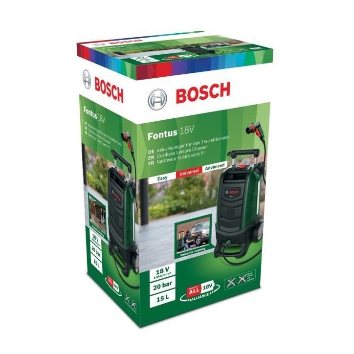 Nettoyeur haute-pression Bosch - Fontus 18 Gen2 - Pression réglable - Batterie Lithium - 15L - PowerForAll