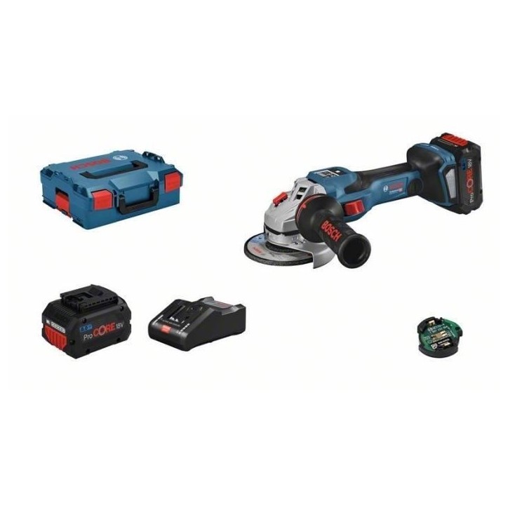 Meuleuse d'angle BOSCH PROFESSIONAL GWS 18V-15 SC - 2 batteries 5.5Ah ProCORE18V + chargeur + L-Boxx - 125mm -06019H6102