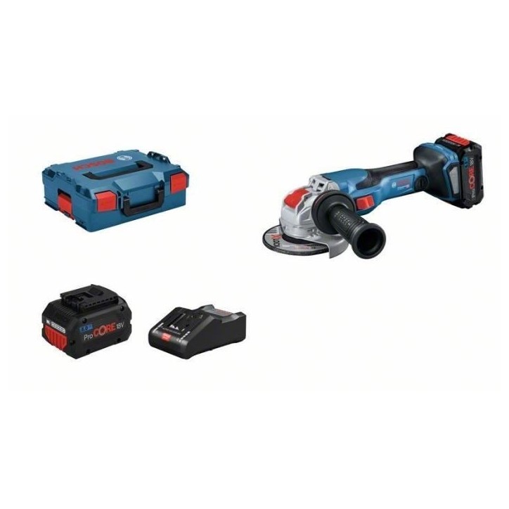 Meuleuse angulaire Bosch Professional GWX 18V-15 C + 2 batteries ProCORE 5,5Ah + chargeur GAL 1880 CV+ L-Boxx - 06019H6402