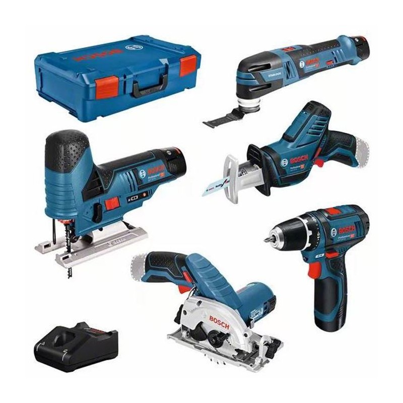 Pack de 5 outils sans-fil (GST + GOP + GSA + GSR + GKS) + 3 batteries Pack de 5 outils sans-fil (GST + GOP + GSA + GSR + GKS) + 3 batteries