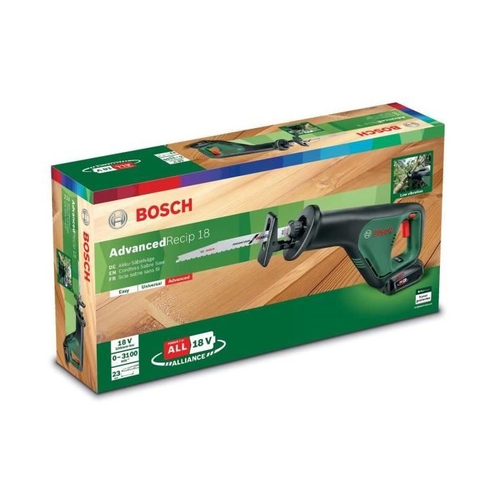 Scie recipro BOSCH - AdvancedRecip18 Set 1 batterie 2,5Ah Scie recipro BOSCH - AdvancedRecip18 Set 1 batterie 2,5Ah