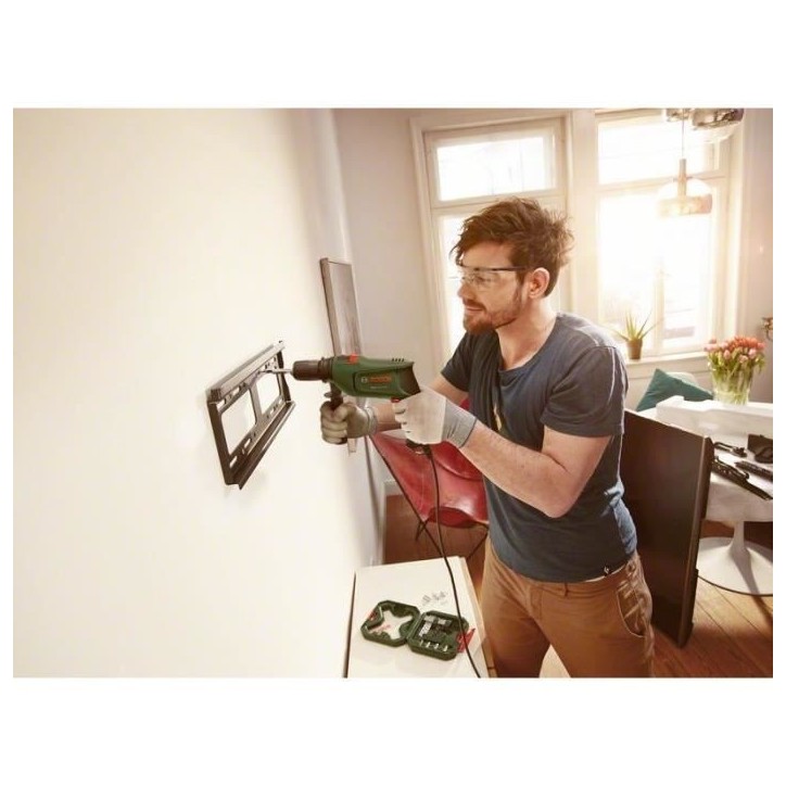 Perceuse a percussion Bosch - EasyImpact 600 (Livrée dans un coffret avec 1 poignée supplémentaire et 1 butée de profondeur)