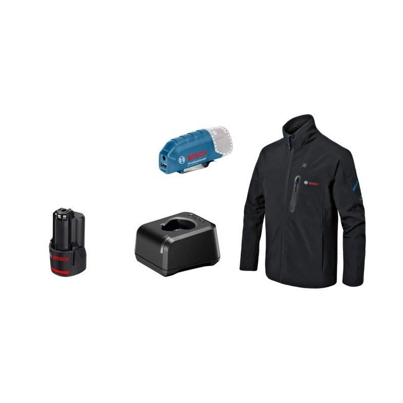 Veste chauffante Bosch Professional GHJ 12+18V XA taille 2XL avec batt Veste chauffante Bosch Professional GHJ 12+18V XA taille 2XL avec batt