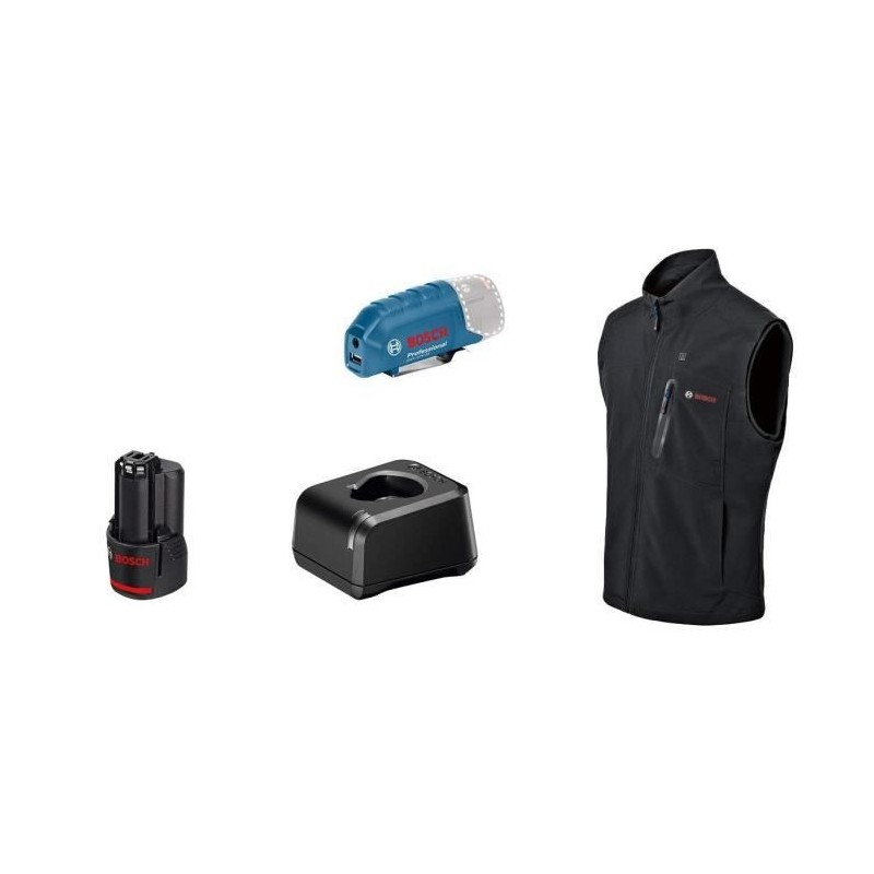Veste chauffante Bosch Professional GHV 12+18V XA taille 2XL, avec bat Veste chauffante Bosch Professional GHV 12+18V XA taille 2XL, avec bat