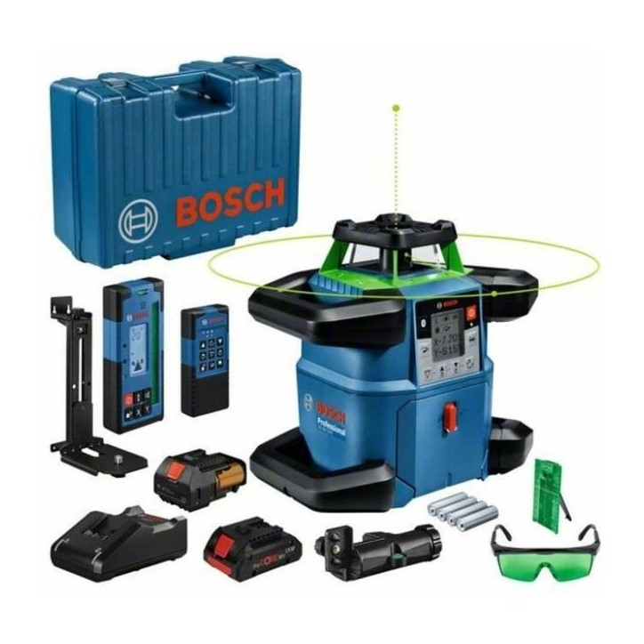 Laser rotatif Bosch Professional GRL 650 CHVG avec batterie, piles, cellule, lunettes, supports, platine, en coffret - 0601061V0 Laser rotatif Bosch Professional GRL 650 CHVG avec batterie, piles, cellule, lunettes, supports, platine, en coffret - 0601061V0