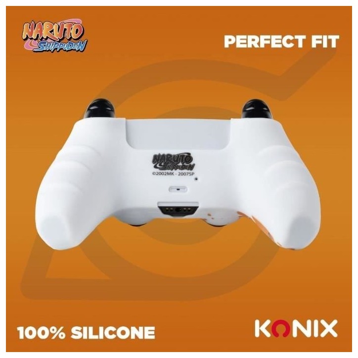Coque de Protection - KONIX - Pour manette DualSense PS5 - Silicone - Appuie-Pouces - Motif Konoha et Naruto - Blanc
