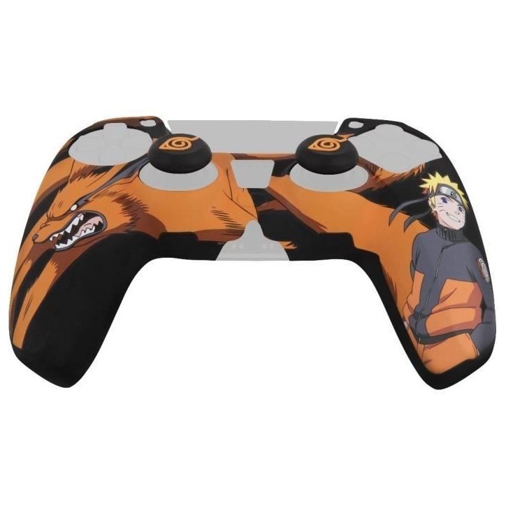 Coque de protection pour manette - KONIX - Naruto Shippuden - DualSense PS5 - Silicone - Motif Kurama/Kyûbi et Naruto - Noir