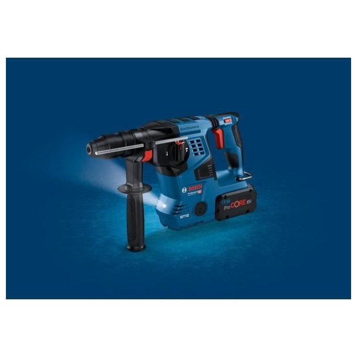 Perforateur Bosch Professional GBH 18V-28CF 3,3J avec dispositif d'aspi GDE 18V-16, 2 batt ProCore 8,0Ah, Chargeur, Llbox 061192 Perforateur Bosch Professional GBH 18V-28CF 3,3J avec dispositif d'aspi GDE 18V-16, 2 batt ProCore 8,0Ah, Chargeur, Llbox 061192