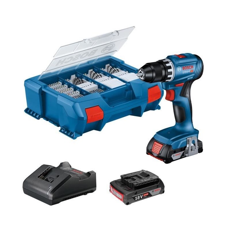 Perceuse-visseuse Bosch professional GSR 18V + 2 batteries 2,0Ah + cha Perceuse-visseuse Bosch professional GSR 18V + 2 batteries 2,0Ah + cha