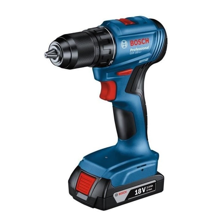 Perceuse-visseuse Bosch professional GSR 18V + 2 batteries 2,0Ah + chargeur + 82 pieces, en L-Case Perceuse-visseuse Bosch professional GSR 18V + 2 batteries 2,0Ah + chargeur + 82 pieces, en L-Case