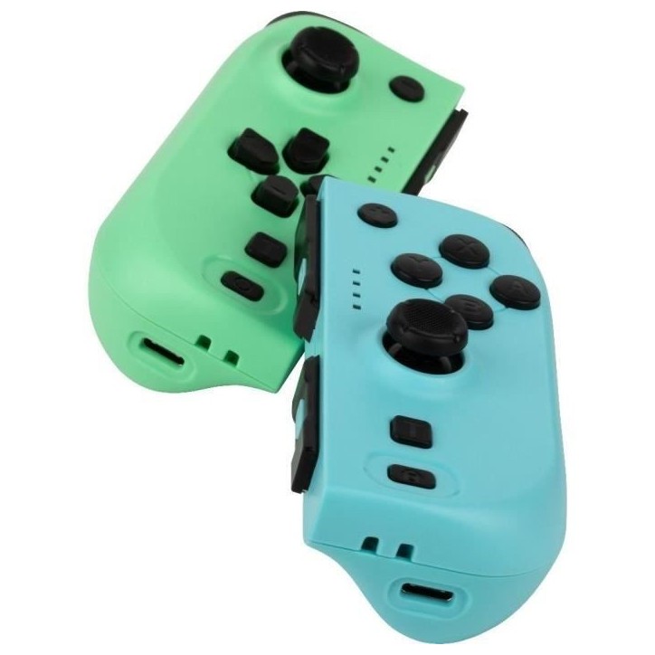 Manettes Joypads - Nintendo Switch et Switch OLED - KONIX - Autonomie 8 h - Fonction vibration - Vert et bleu Manettes Joypads - Nintendo Switch et Switch OLED - KONIX - Autonomie 8 h - Fonction vibration - Vert et bleu
