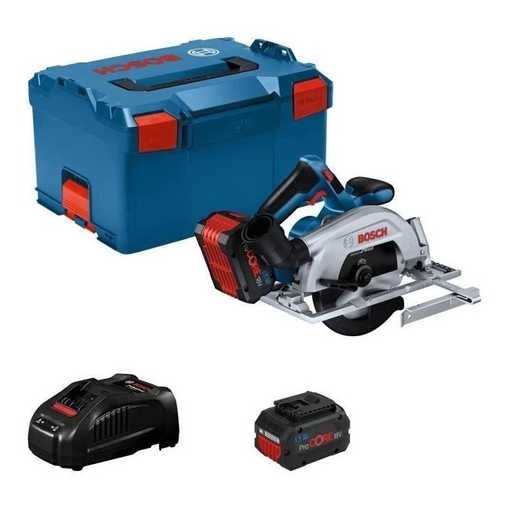 Scie circulaire Bosch Professional GKS 18V-57-2 + 2 batteries ProCORE 18V 5.5Ah + Chargeur GAL1880 CV + L-BOXX - 06016C1202