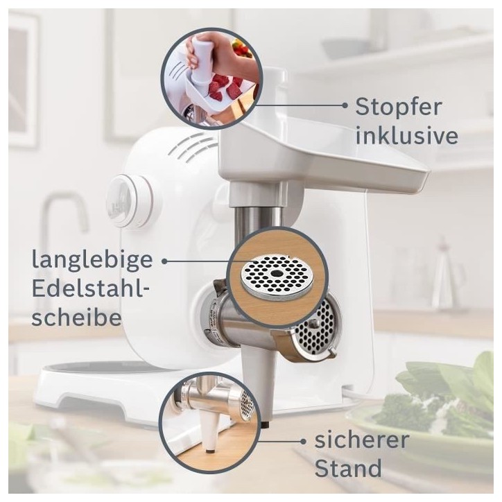 Hachoir a viande pour Kitchen Machine MUM5 - BOSCH - MUZ5FW1 - Disque ajouré en inox (diametre 4.5 mm) Hachoir a viande pour Kitchen Machine MUM5 - BOSCH - MUZ5FW1 - Disque ajouré en inox (diametre 4.5 mm)