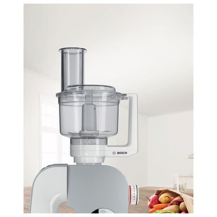 Multimixeur - BOSCH - Pour Kitchen machine MUM5 - Couteau universel, râpe et disque double tranchant - Blanc transparent Multimixeur - BOSCH - Pour Kitchen machine MUM5 - Couteau universel, râpe et disque double tranchant - Blanc transparent