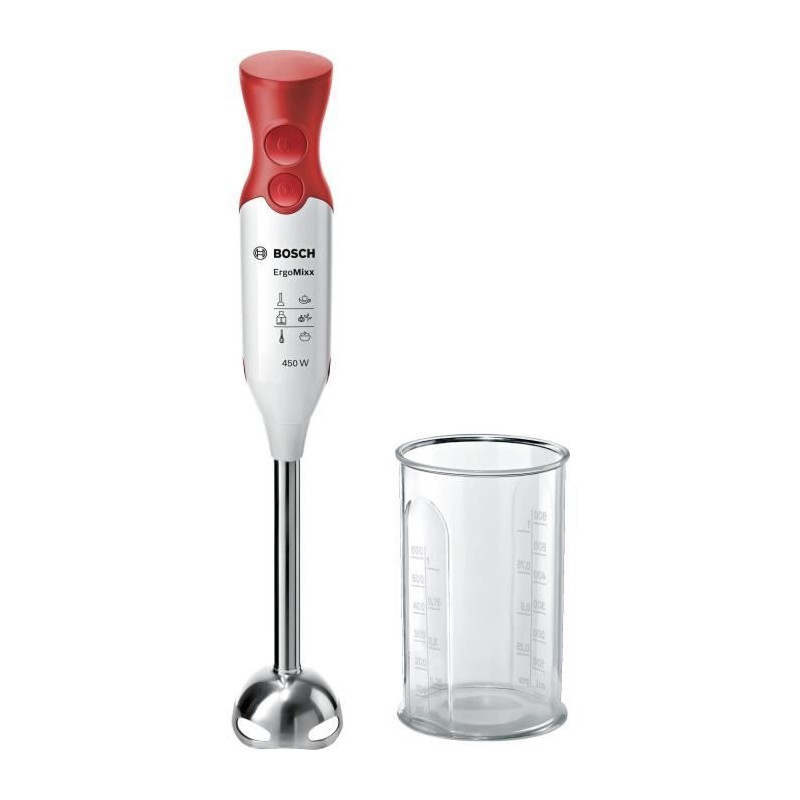 Mixeur plongeant BOSCH ErgoMixx MSM64110 - 450W - Pied inox - 4 lames Mixeur plongeant BOSCH ErgoMixx MSM64110 - 450W - Pied inox - 4 lames