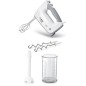 Batteur Bosch - MFQ36440 - 450 W - 5 vitesses - 2 fouets / 2 crochets pétrisseurs inox - Bol gradué avec couvercle - Blanc / G Batteur Bosch - MFQ36440 - 450 W - 5 vitesses - 2 fouets / 2 crochets pétrisseurs inox - Bol gradué avec couvercle - Blanc / G