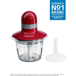 Hachoir BOSCH MMR08R2 - Rouge/Gris - 400W - Capacité 0,8L - Couteau i