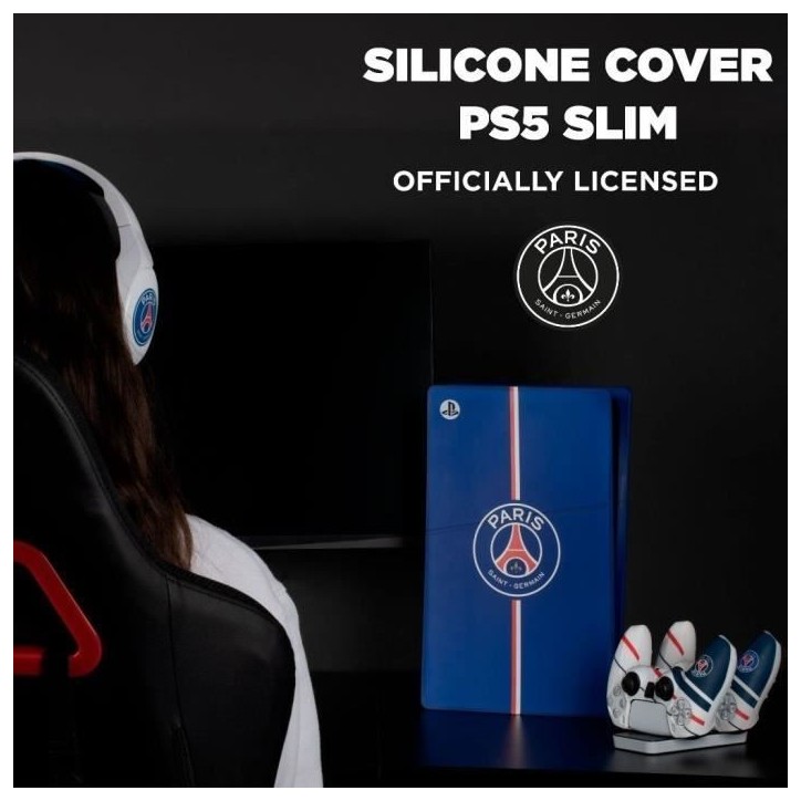 Façade de protection - KONIX - PSG - PS5 Slim - Silicone - Antichoc - Anti-rayures - Bleu Façade de protection - KONIX - PSG - PS5 Slim - Silicone - Antichoc - Anti-rayures - Bleu