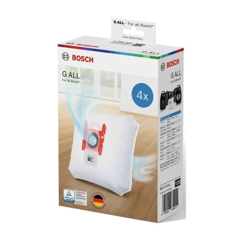Sacs d'aspirateur - BOSCH - BBZ41FGALL - PowerProtect Type G ALL avec Sacs d'aspirateur - BOSCH - BBZ41FGALL - PowerProtect Type G ALL avec