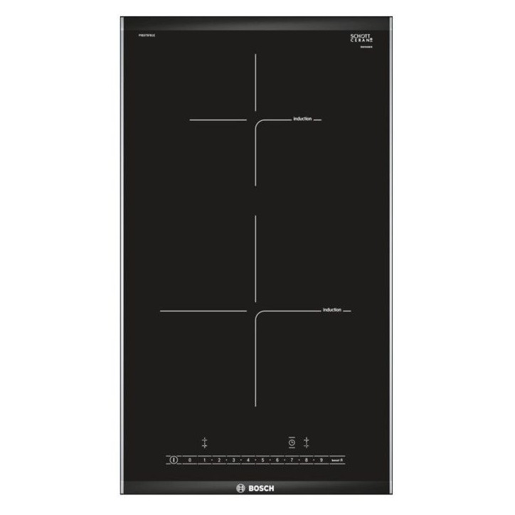 Table de cuisson vitrocéramique BOSCH PIB375FB1E - 2 foyers induction - QuickStart - Sécurité enfants