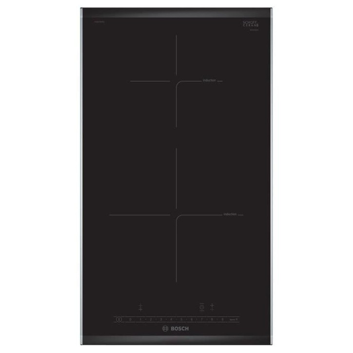 Table de cuisson vitrocéramique BOSCH PIB375FB1E - 2 foyers induction - QuickStart - Sécurité enfants