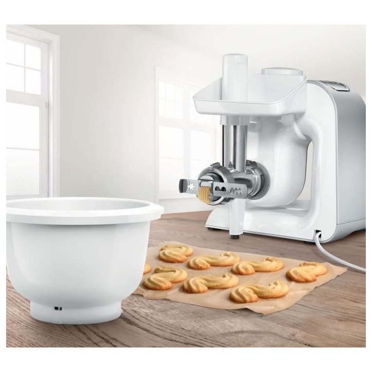 Accessoires Baking Sensation - BOSCH - MUZ5BS1 - Hachoir a viande - Grille 5 mm - Accessoire biscuit 4 formes - Bol 3,9 L